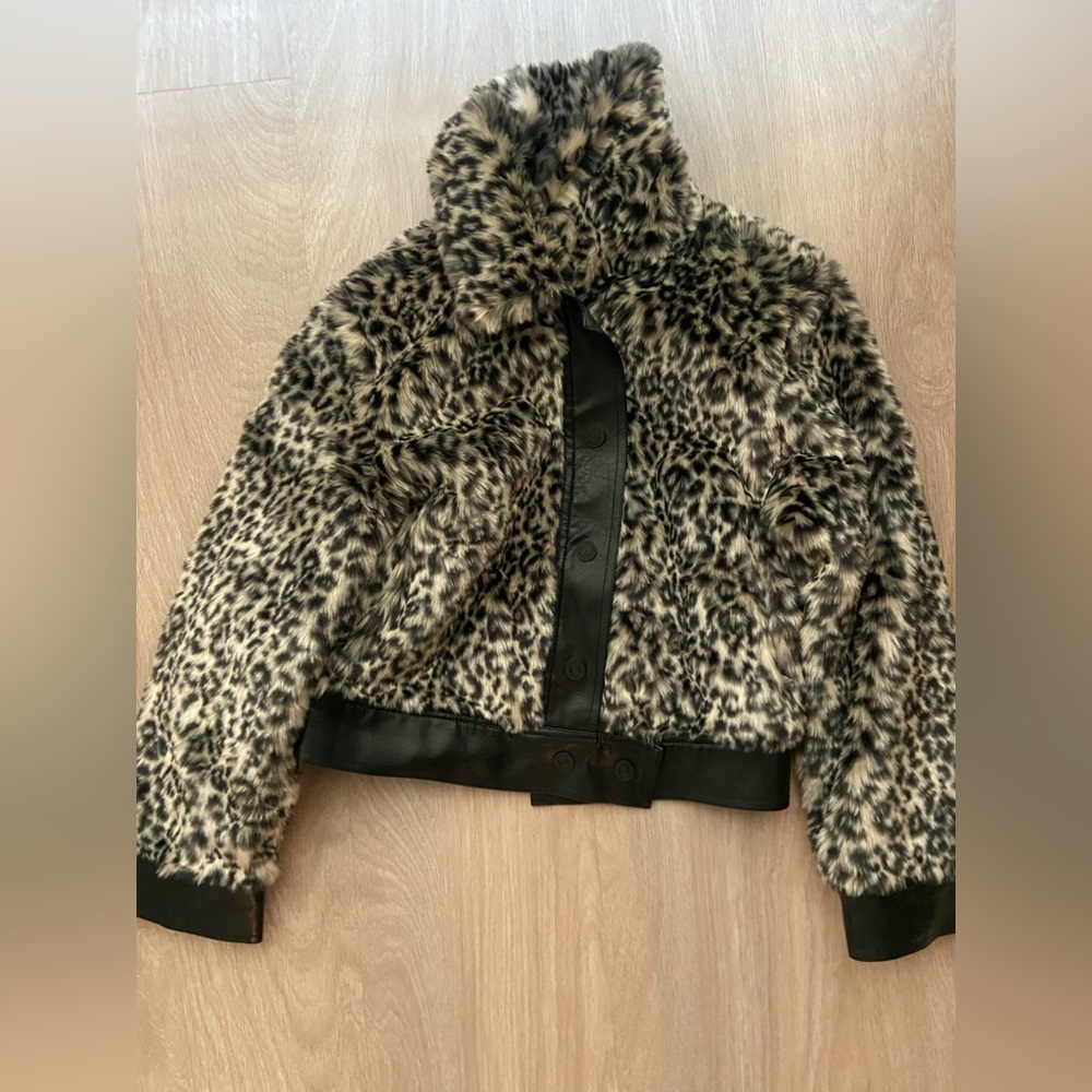 Mother Denim Leopard Faux Fur Jacket